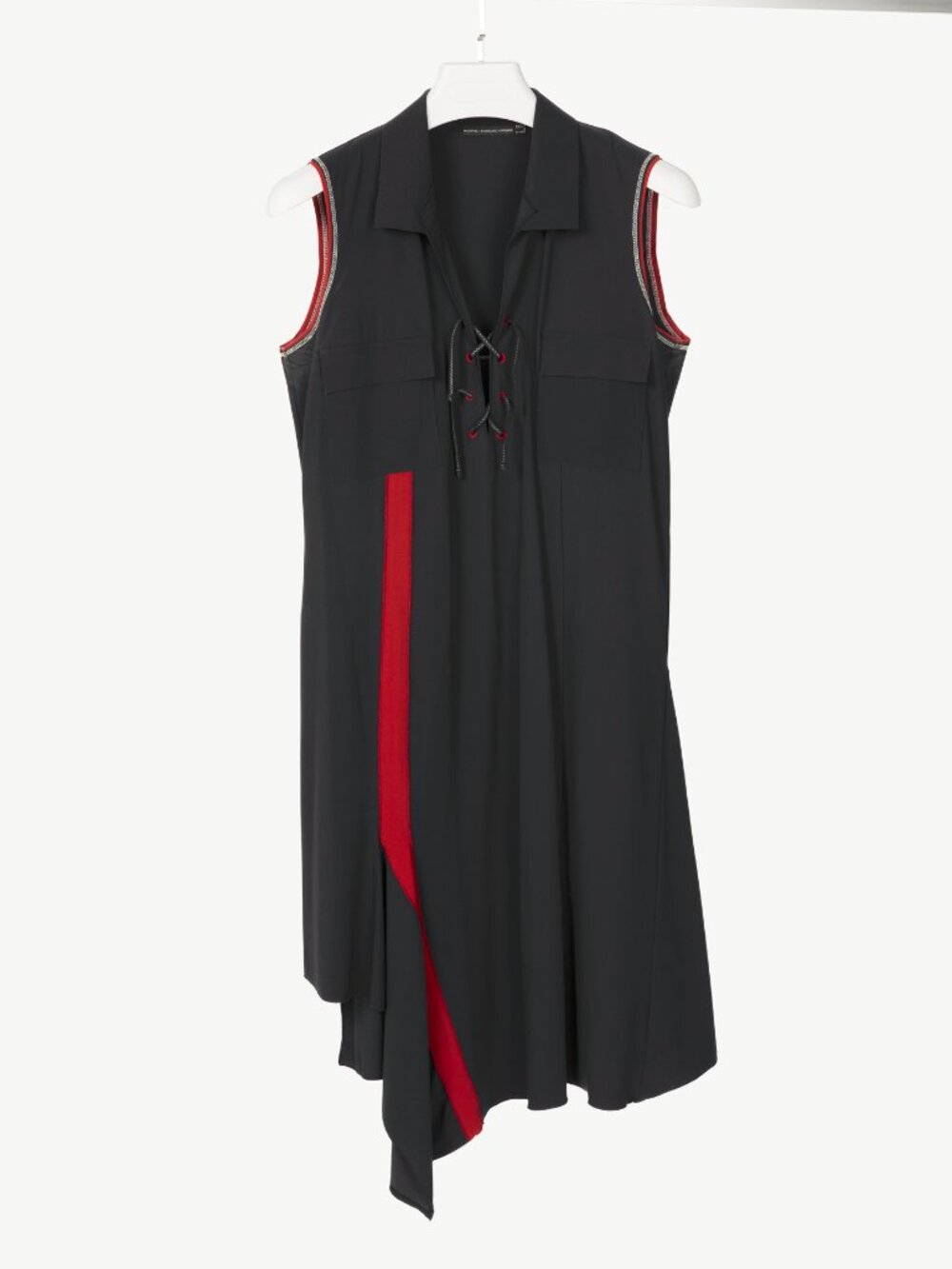 Marithe + Francois Girbaud Black Jersey Asymmetrical Lace-Up Dress